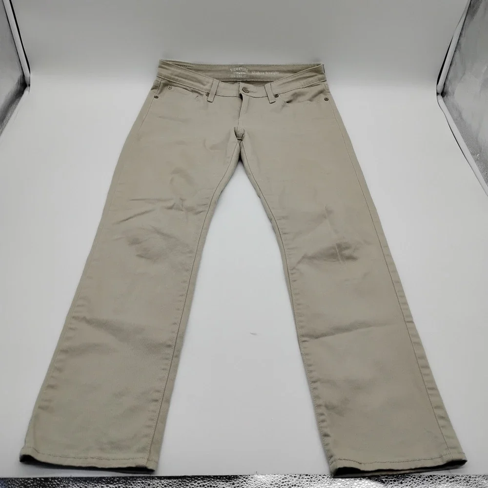 Signature Levi Strauss Modern Straight Khaki Tan Pants Mens 31x32 Stretch Chino